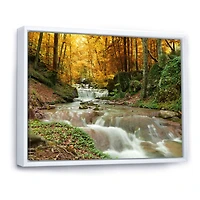 Forest Waterfall with Yellow Trees Artwork Canvas Print