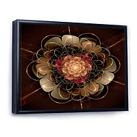 Dark Gold Red Fractal Flower Pattern  Wall Art