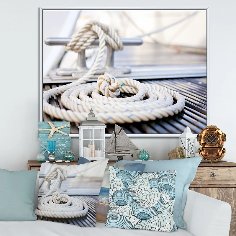White Nautical Mooring Rope  Wall Art