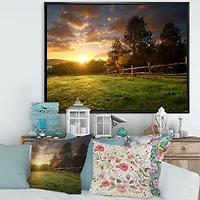 Fenced Ranch at Sunrise  Wall Art