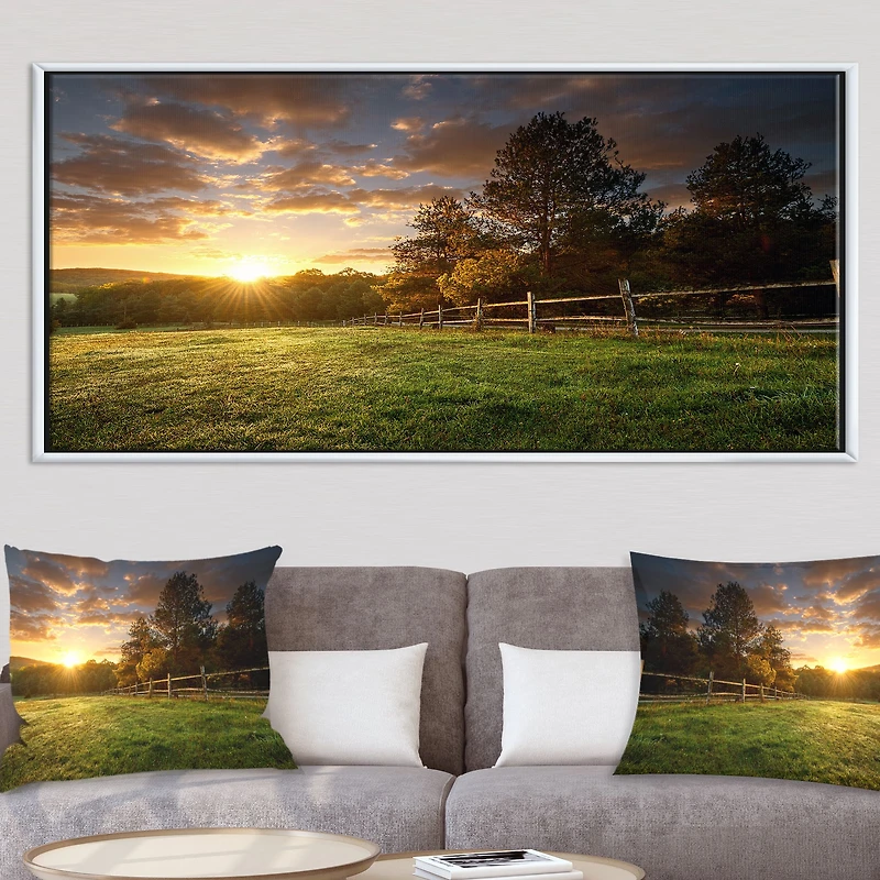 Fenced Ranch at Sunrise  Wall Art