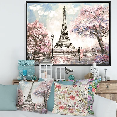 Toile imprimée « Eiffel with Pink Flowers »