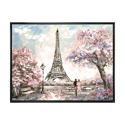 Eiffel with Pink Flowers Canvas Art Print