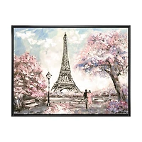 Eiffel with Pink Flowers Canvas Art Print