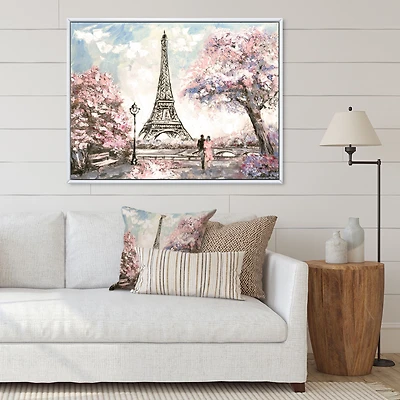 Eiffel with Pink Flowers Canvas Art Print
