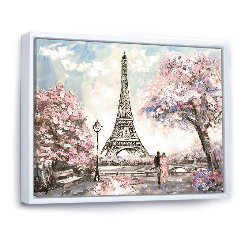 Eiffel with Pink Flowers Canvas Art Print