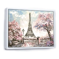 Eiffel with Pink Flowers Canvas Art Print