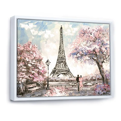 Eiffel with Pink Flowers Canvas Art Print