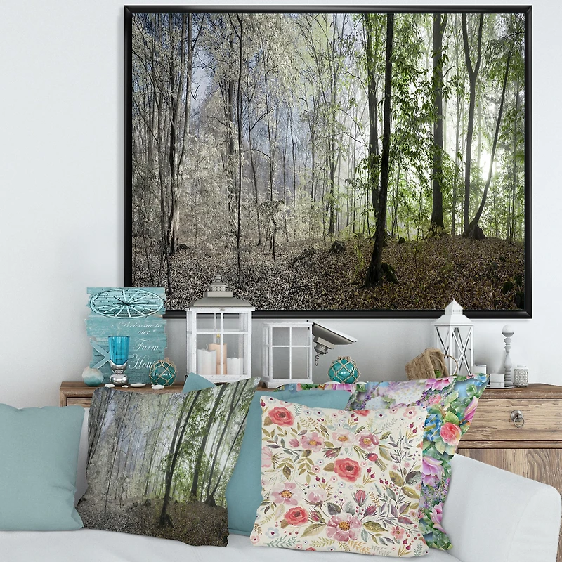 Green Morning Forest Panorama  Canvas Art Print