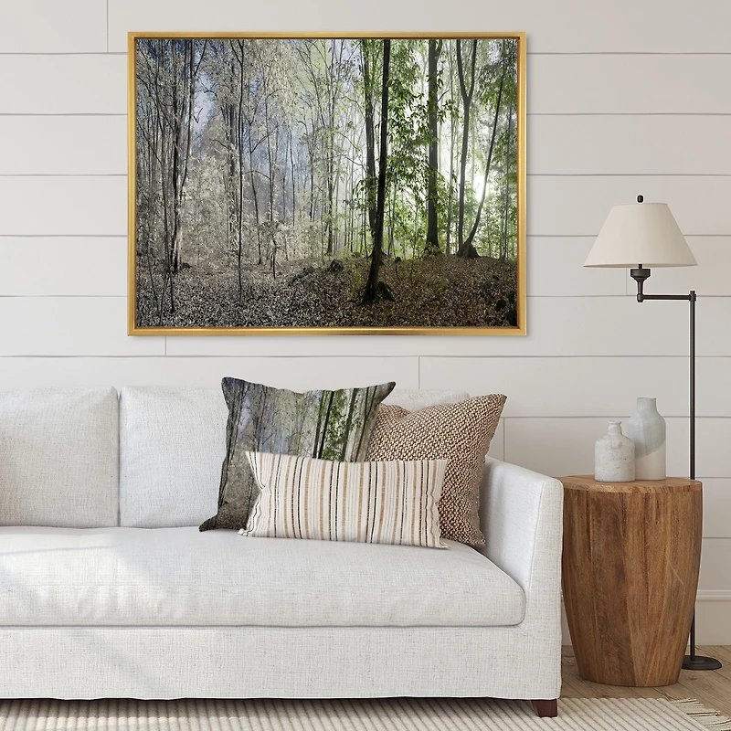 Green Morning Forest Panorama  Canvas Art Print