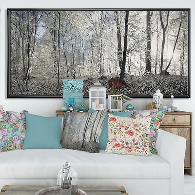 Dark Morning Forest Panorama Canvas Wall Art Print