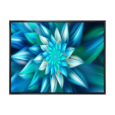 Huge Blue Fractal Flower Wall Art