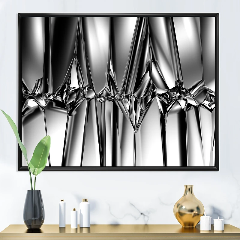Black White Crystal Background  Canvas Wall Art Print