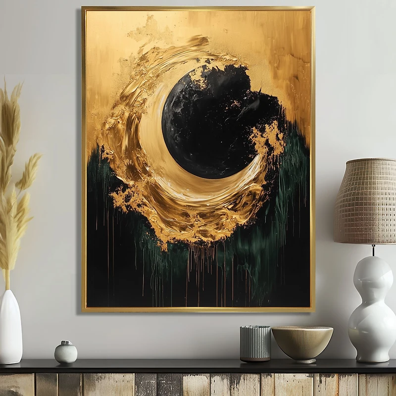 Éclipse lunaire moderne noir et or « Black and Gold Eclipse »