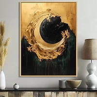 Black and Gold Eclipse – Modern Lunar Abstract