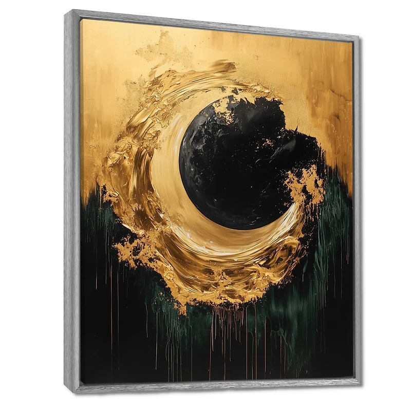 Black and Gold Eclipse – Modern Lunar Abstract