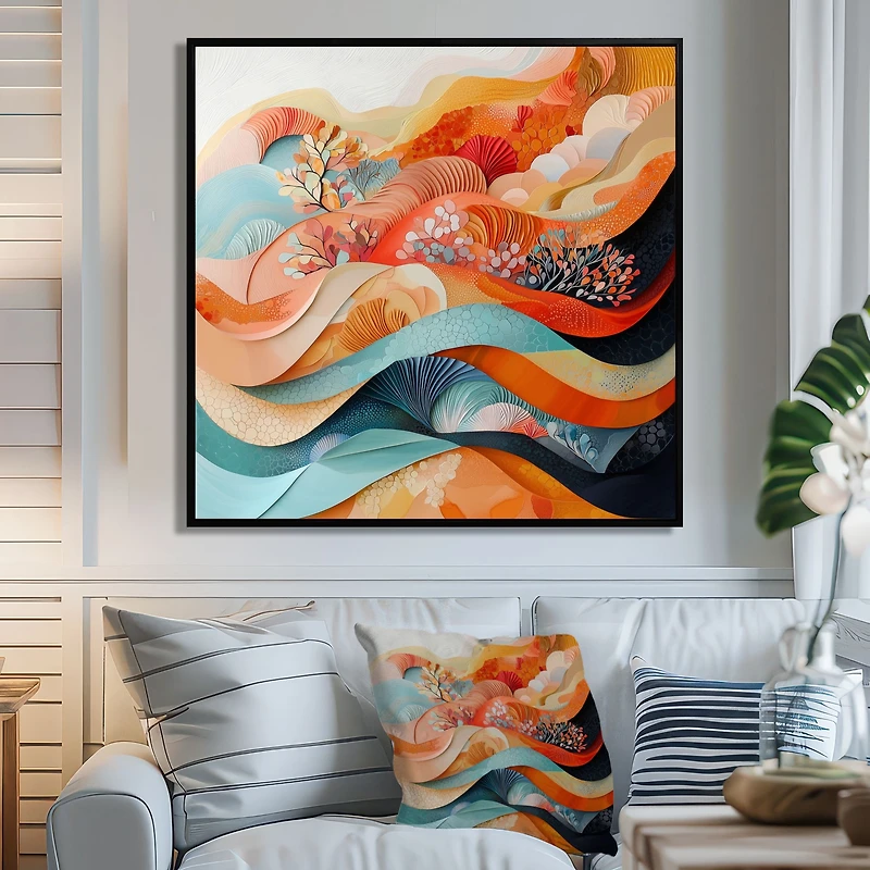 Oceanic Eternity – Coral Abstract Wave Painting