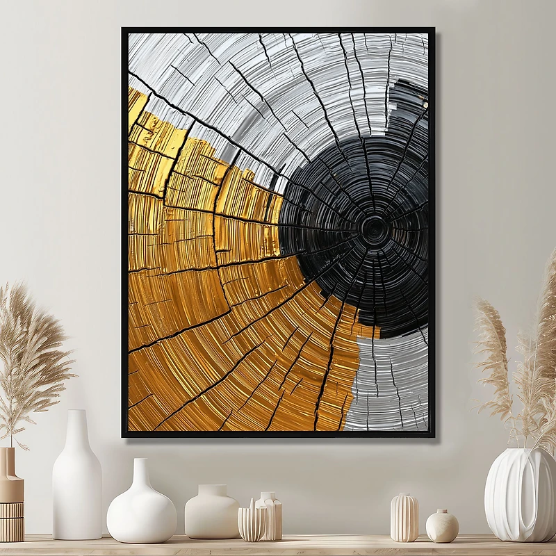 Tranquil Roots – Golden Grey Modern Abstract