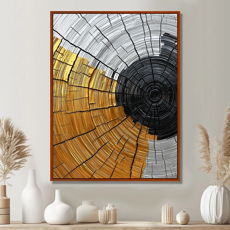 Tranquil Roots – Golden Grey Modern Abstract
