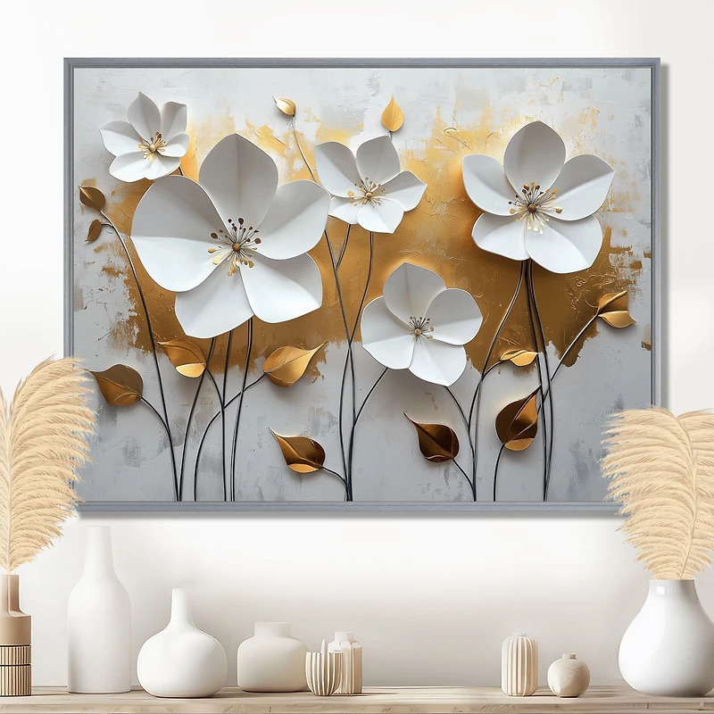 Pure Golden Horizon – Minimal Wildflower Art