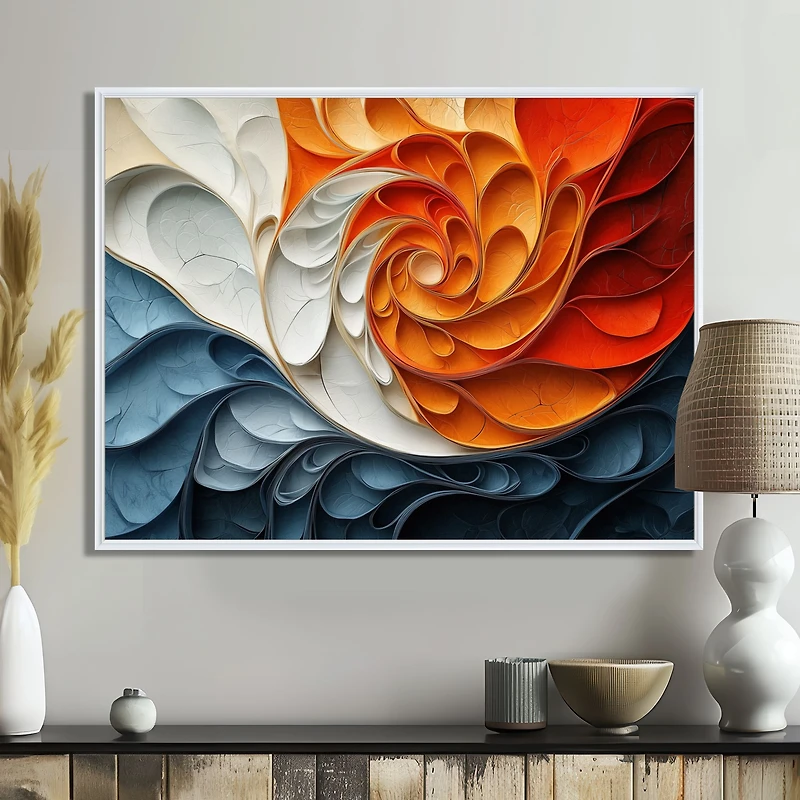 Mouvement abstrait fluide blanc et bleu « White and Blue Fugue »