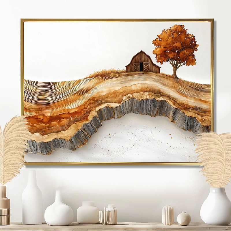 Autumn Barn – Rustic Wooden Landscape Scene