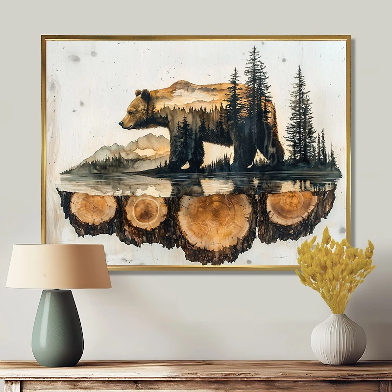 Ours double exposition reflet dans le lac « Double Exposure Bear »