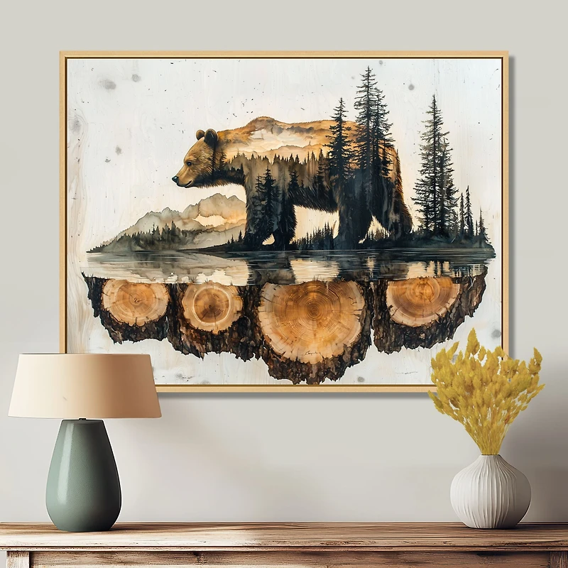 Ours double exposition reflet dans le lac « Double Exposure Bear »