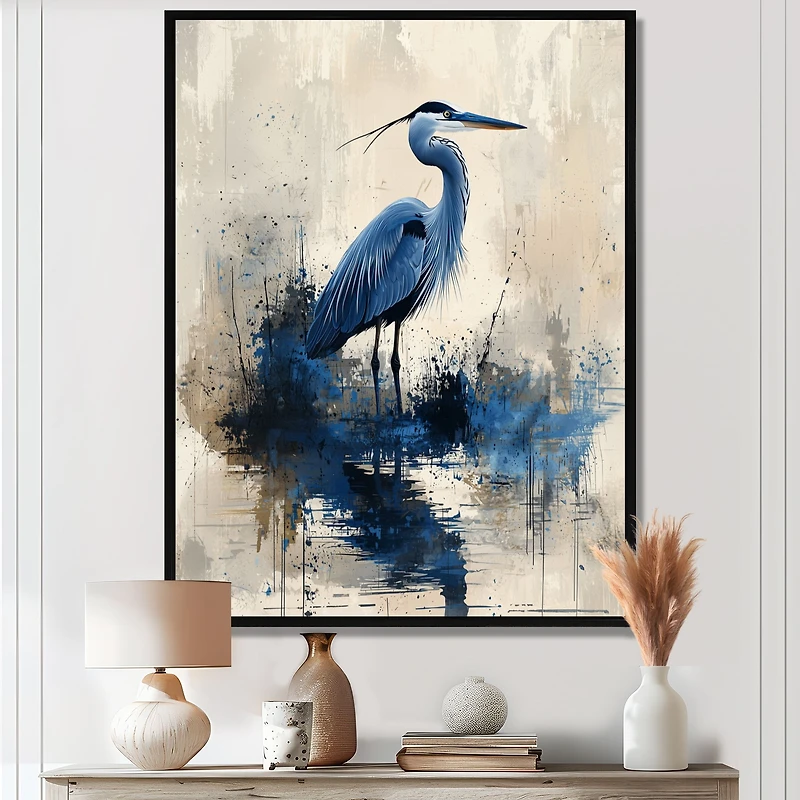 Blue Heron Elegance – Minimalist Nature Artwork