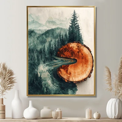 Rivière émeraude en forêt de bouleaux art mural « Emerald River »