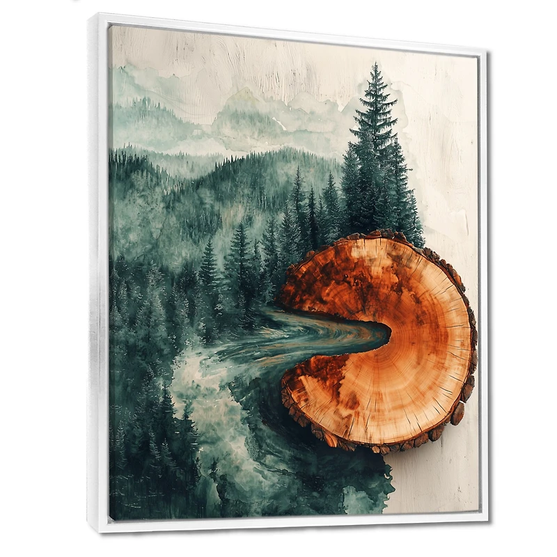 Rivière émeraude en forêt de bouleaux art mural « Emerald River »