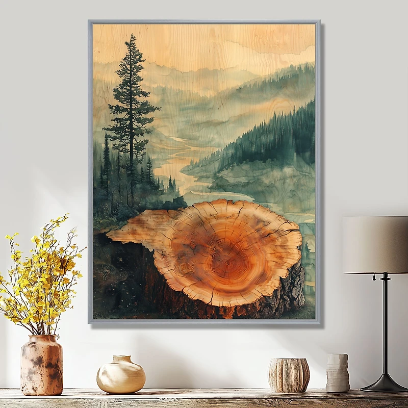 Rivière de bouleaux sérénité émeraude art mural « Birchwood River Flow »