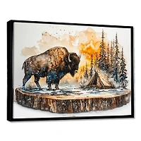 Bison hivernal paysage forestier art mural « Winter Bison »