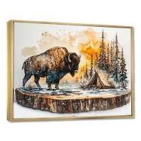 Bison hivernal paysage forestier art mural « Winter Bison »