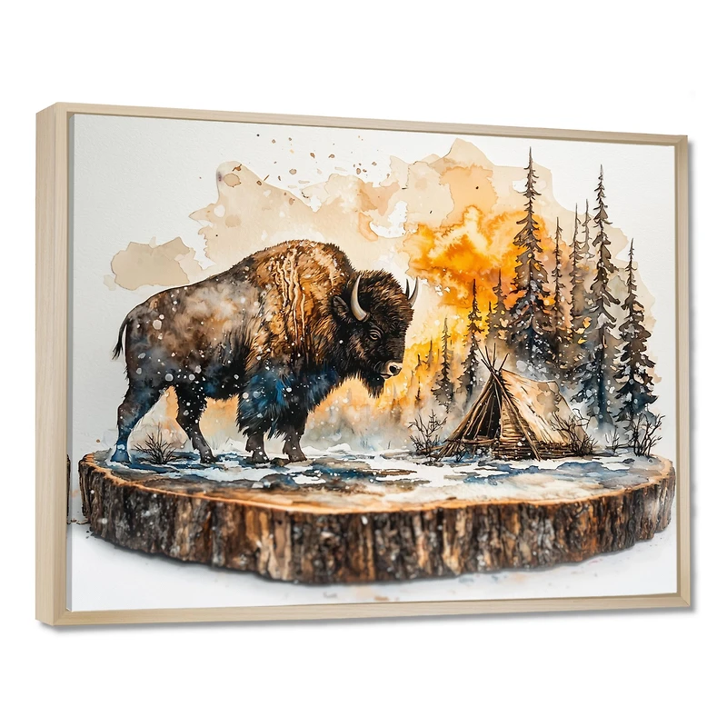 Winter Bison – Majestic Forest Landscape