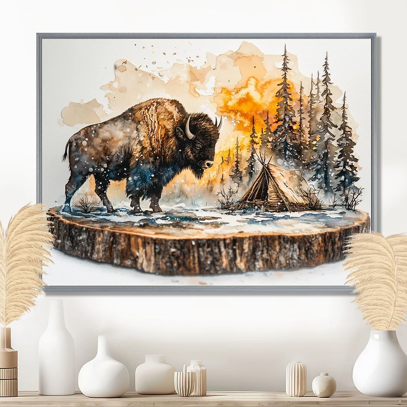 Winter Bison – Majestic Forest Landscape