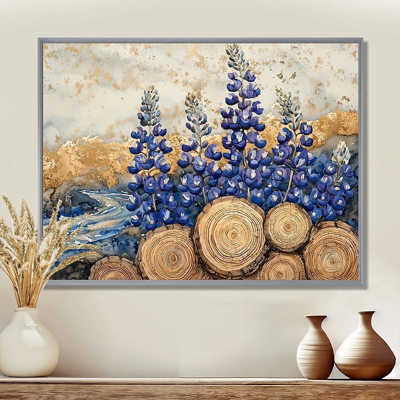 Fleurs bluebonnets florales rustiques art mural « Bluebonnet Blooms »