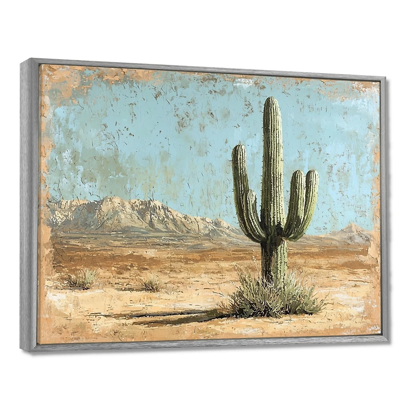 Desert Serenity – Cactus Landscape Painting