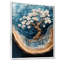 Art mural cerisier doré hivernal « Winter Blossoms »