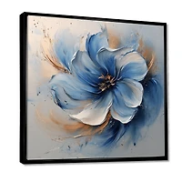 Art mural chrysanthèmes bleus en encre « Blue Chrysanthemums »
