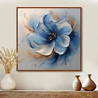 Art mural chrysanthèmes bleus en encre « Blue Chrysanthemums »