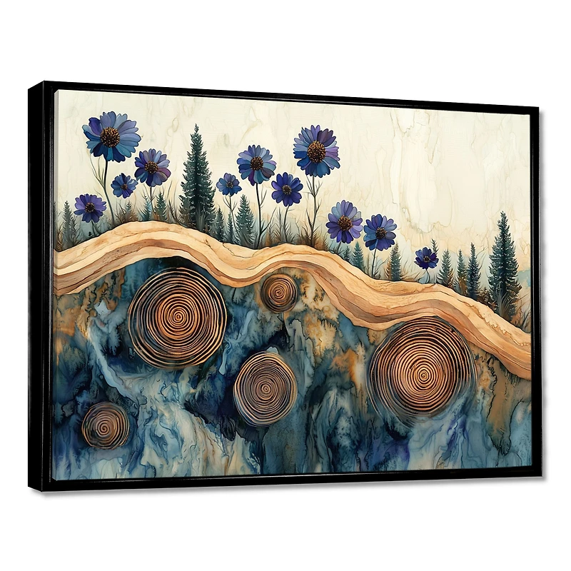 Aqua Cornflowers – Rustic Wooden Forest Floral Scene
