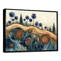 Aqua Cornflowers – Rustic Wooden Forest Floral Scene
