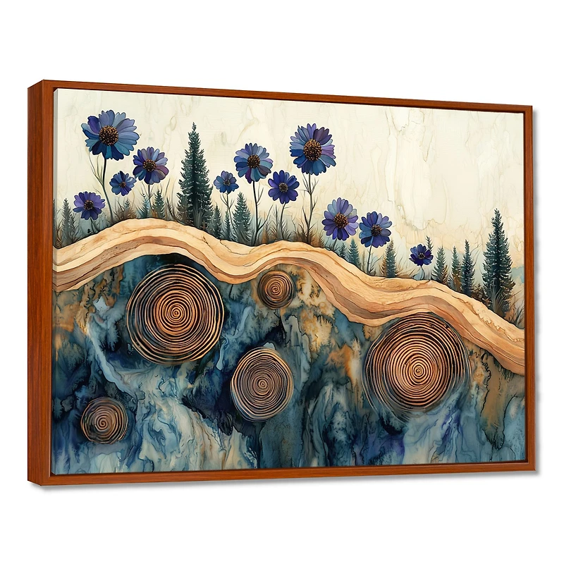 Aqua Cornflowers – Rustic Wooden Forest Floral Scene