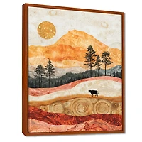 Art mural vache paysage champêtre doré « Pastel Cow »