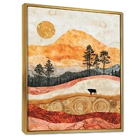 Art mural vache paysage champêtre doré « Pastel Cow »