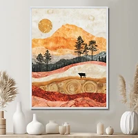 Pastel Cow – Golden Country Landscape Scene