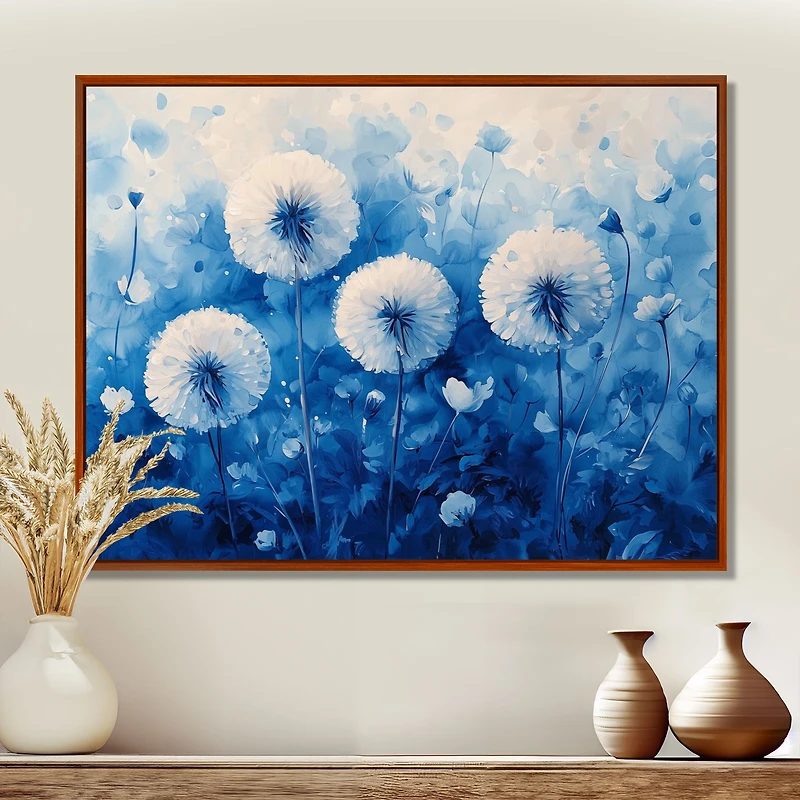 Blue Dandelion Glow – Soft Watercolor Serenity