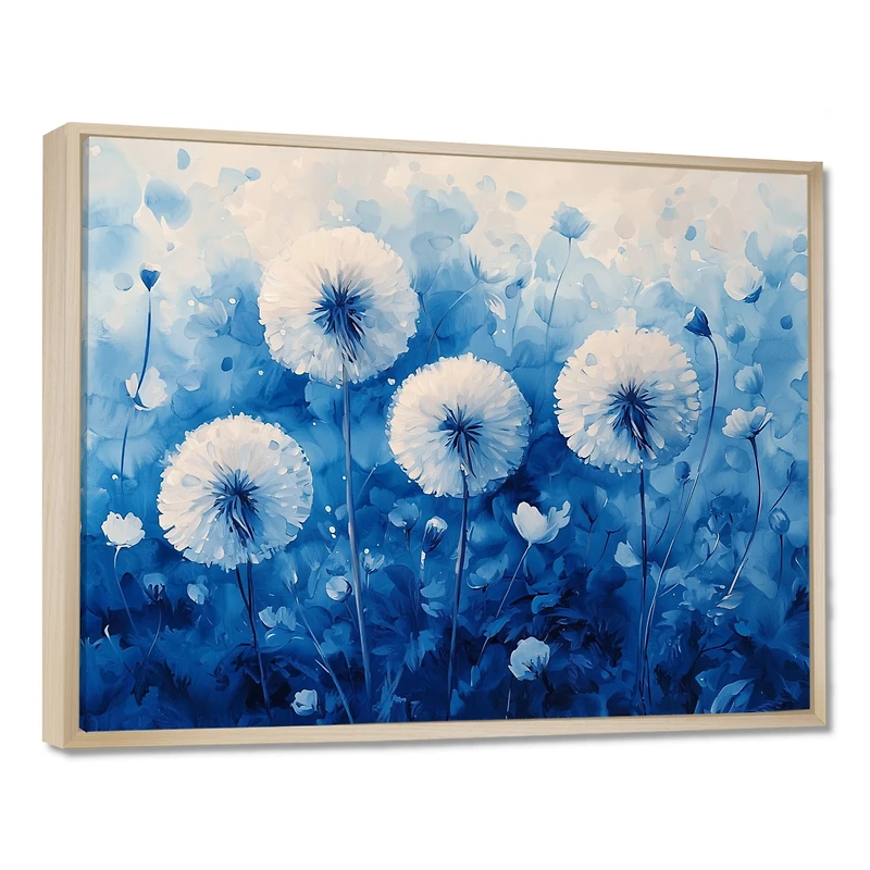 Art mural pissenlit bleu aquarelle douceur « Blue Dandelion Glow »