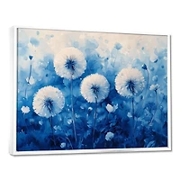 Art mural pissenlit bleu aquarelle douceur « Blue Dandelion Glow »